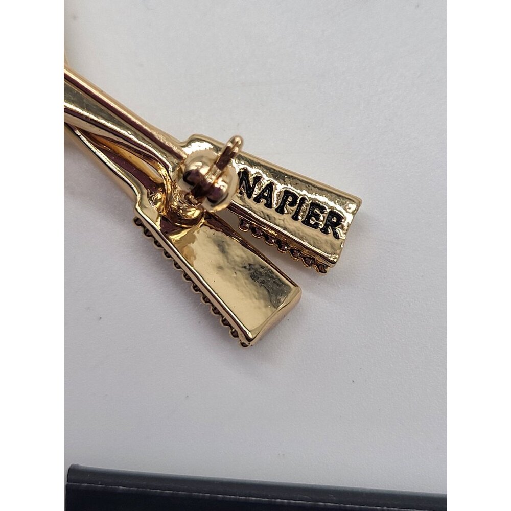 Napier Gold Tone Tennis Racket Pin - Picture 4 of 4